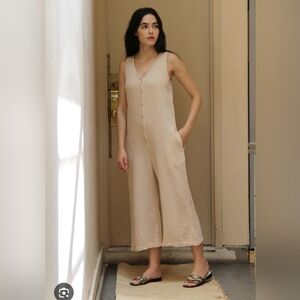 LACAUSA Cream Sleeveless Jumpsuit with Wide-Leg Design‎ Sz L